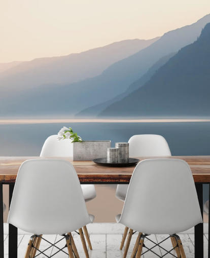 misty still lake and mountains wallpaper misty still lake and mountains wallpaper