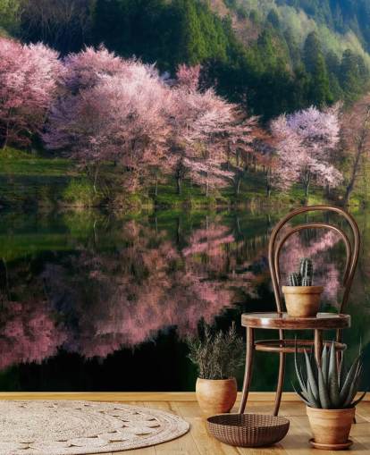 rosa Kirschblüte Bäume von einem See Tapete rosa Kirschblüte Bäume von einem See Tapete