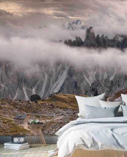 misty view of dolomite mountain wallpaper misty view of dolomite mountain wallpaper