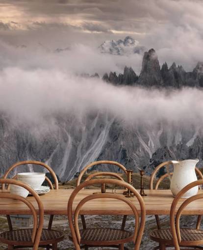 misty view of dolomite mountain wallpaper misty view of dolomite mountain wallpaper