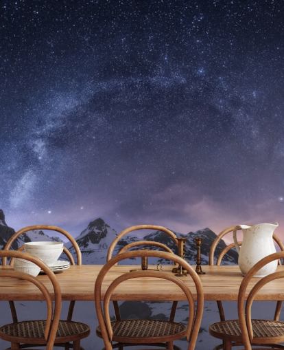 snöiga berg med stjärnhimmel tapeter snöiga berg med stjärnhimmel tapeter