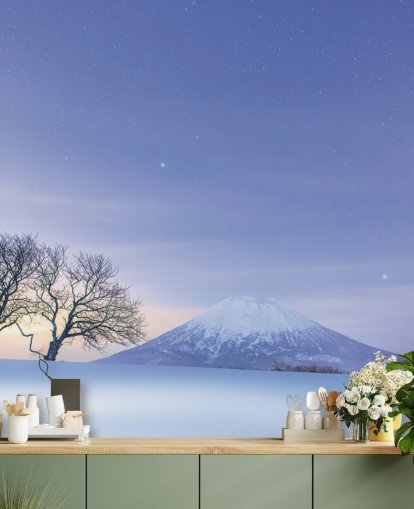 carta da parati paesaggio innevato e montagna