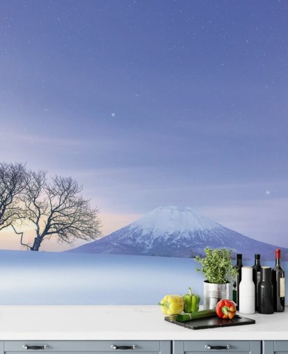 paisagem de neve e papel de parede de montanha