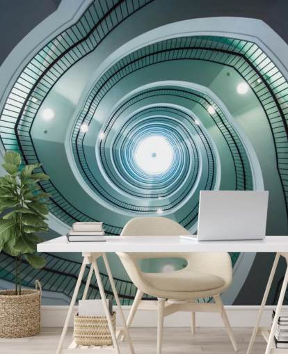 off-white and green shade stairway tunnel wallpaper off-white and green shade stairway tunnel wallpaper