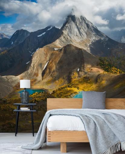 canadian mountain in fall with lakes wallpaper