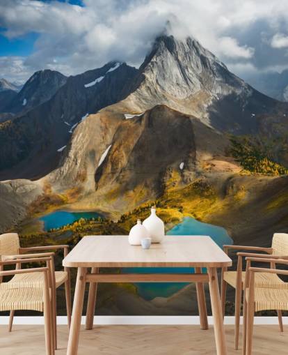 canadian mountain in fall with lakes wallpaper