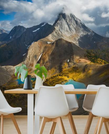 montagna canadese in autunno con carta da parati laghi