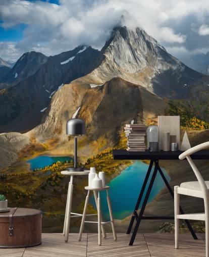 canadese berg in de herfst met meren behang canadese berg in de herfst met meren behang