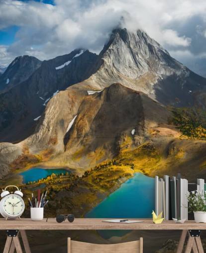 canadese berg in de herfst met meren behang canadese berg in de herfst met meren behang