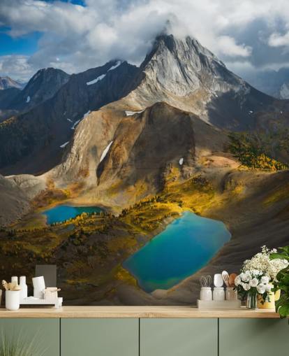 montagna canadese in autunno con carta da parati laghi