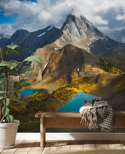 canadian mountain in fall with lakes wallpaper