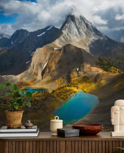 canadian mountain in fall with lakes wallpaper