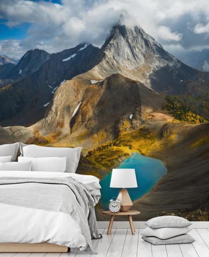 canadian mountain in fall with lakes wallpaper