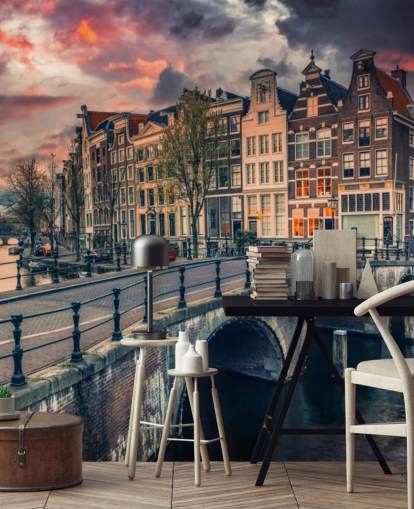 amsterdam bridge and houses at sunset wallpaper amsterdam bridge and houses at sunset wallpaper