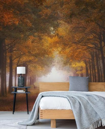 autumnal orange forest wallpaper