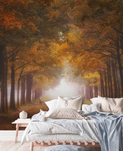 papel pintado bosque naranja otoñal papel pintado bosque naranja otoñal