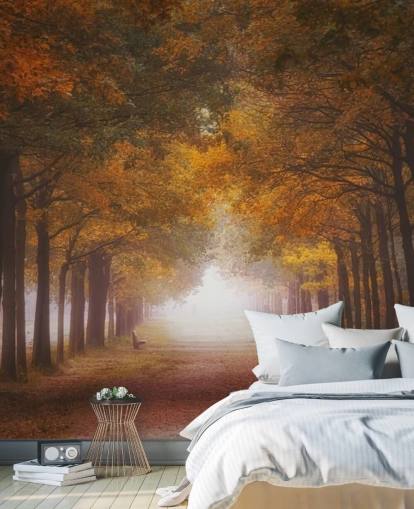 papel pintado bosque naranja otoñal