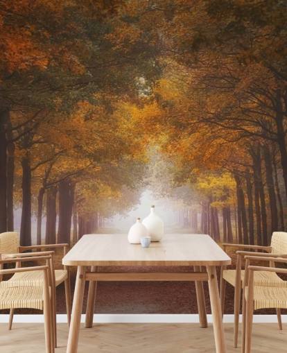 autumnal orange forest wallpaper