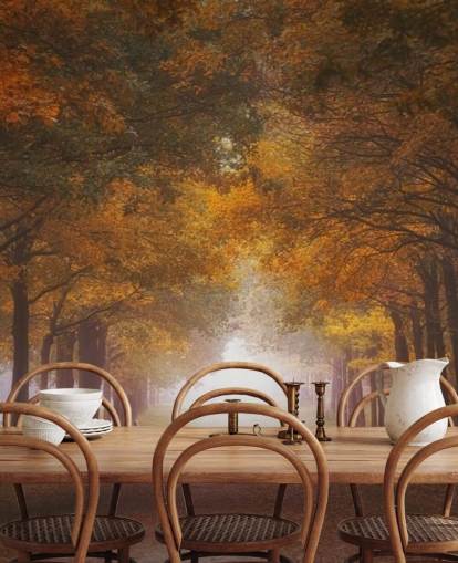 papel pintado bosque naranja otoñal papel pintado bosque naranja otoñal