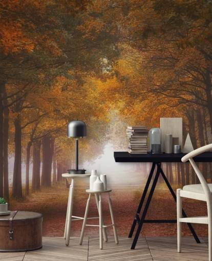 Herbstliche Orangenwald-Tapete