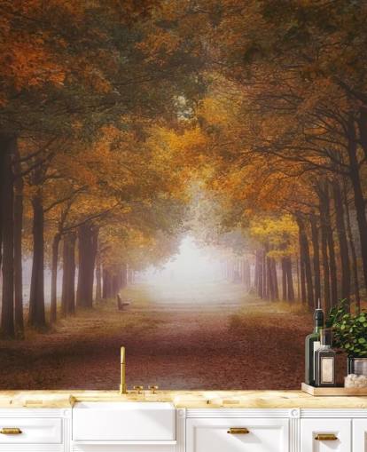 autumnal orange forest wallpaper