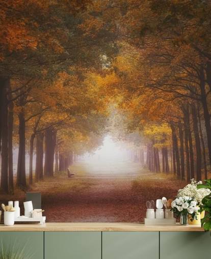 papel pintado bosque naranja otoñal