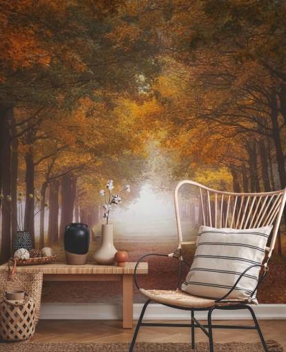 papel pintado bosque naranja otoñal