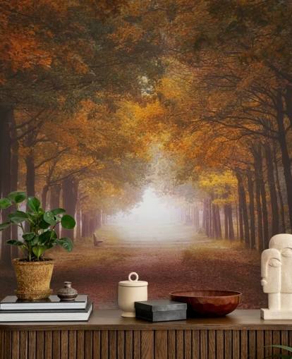 Herbstliche Orangenwald-Tapete