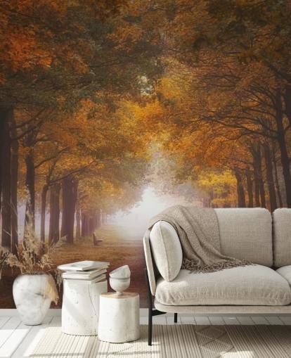 autumnal orange forest wallpaper