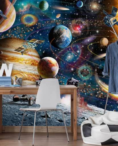 customisable space wallpaper mural called Space Odyssey by Adrian Chesterman for child's bedroom