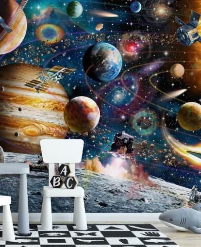 mural de papel pintado espacial personalizable llamado Space Odyssey de Adrian Chesterman para dormitorio infantil mural de papel pintado espacial personalizable llamado Space Odyssey de Adrian Chesterman para dormitorio infantil