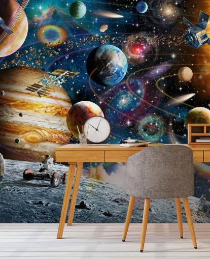 customizable space wallpaper mural called Space Odyssey by Adrian Chesterman for child's bedroom