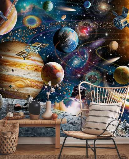 mural de papel de parede espacial personalizável chamado Space Odyssey de Adrian Chesterman para quarto de criança mural de papel de parede espacial personalizável chamado Space Odyssey de Adrian Chesterman para quarto de criança