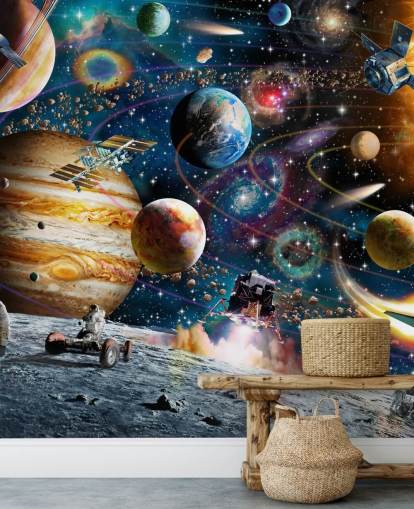 carta da parati spaziale personalizzabile chiamata Space Odyssey di Adrian Chesterman per la cameretta dei bambini carta da parati spaziale personalizzabile chiamata Space Odyssey di Adrian Chesterman per la cameretta dei bambini