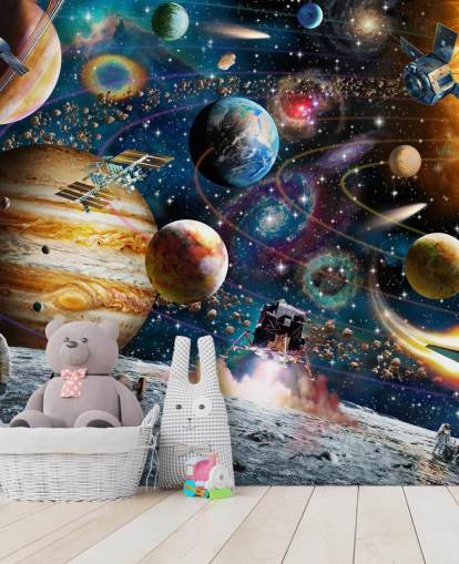customisable space wallpaper mural called Space Odyssey by Adrian Chesterman for child's bedroom