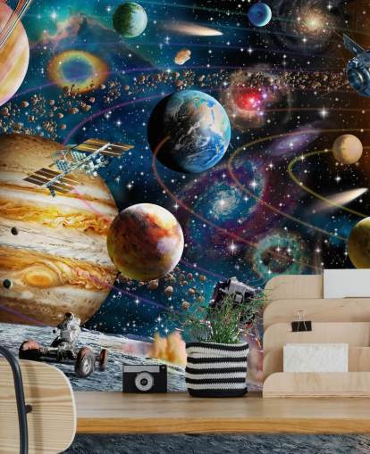 customisable space wallpaper mural called Space Odyssey by Adrian Chesterman for child's bedroom