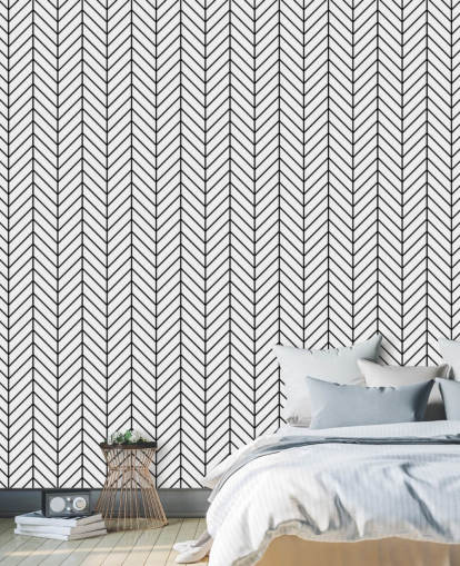 carta da parati personalizzata a spina di pesce in bianco e nero chiamata Monochrome Herringbone carta da parati personalizzata a spina di pesce in bianco e nero chiamata Monochrome Herringbone