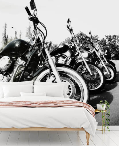 Black and White Group of Motorbikes Wallpaper Black and White Group of Motorbikes Wallpaper