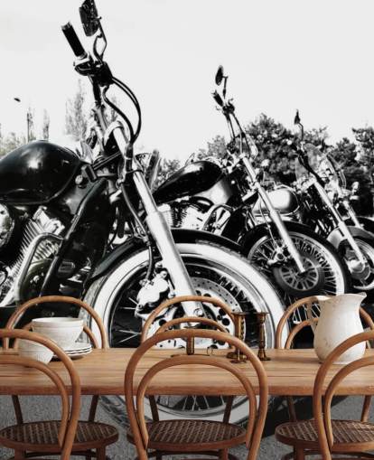kundenspezifisches schwarz-weißes Motorrad-Wandbild namens Motorräder für Heimbüros, Männerhöhlen und Büroräume