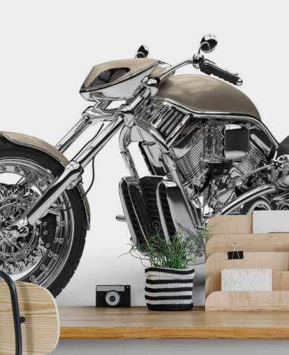 Graues Chopper-Motorrad auf weißem Hintergrund