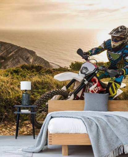 mural de pared personalizable para motociclista todoterreno llamado Enduro Biker