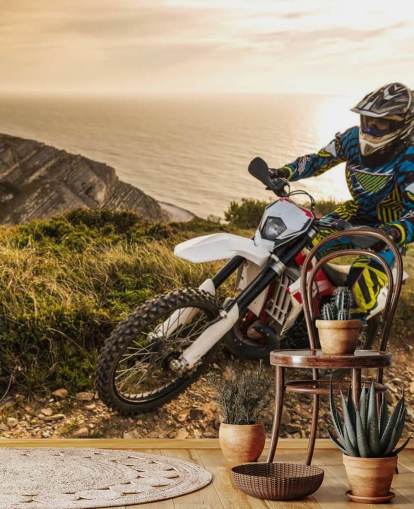customizable off road motorbike rider wall mural called Enduro Biker customizable off road motorbike rider wall mural called Enduro Biker