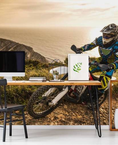 mural de pared personalizable para motociclista todoterreno llamado Enduro Biker