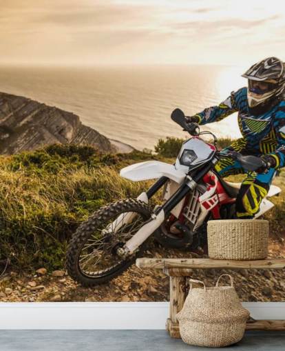 mural de pared personalizable para motociclista todoterreno llamado Enduro Biker