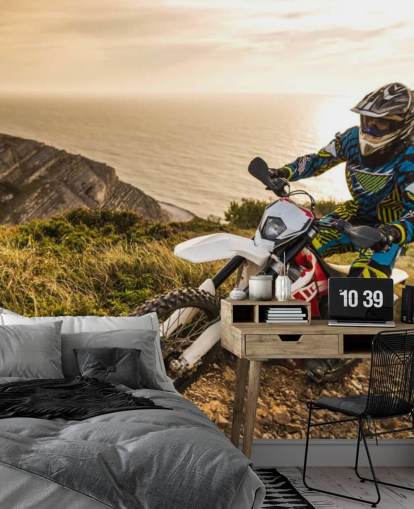 tilpassbar off-road motorsykkelrytter veggmaleri kalt Enduro Biker