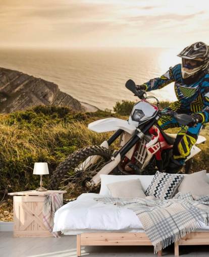 mural de pared personalizable para motociclista todoterreno llamado Enduro Biker mural de pared personalizable para motociclista todoterreno llamado Enduro Biker