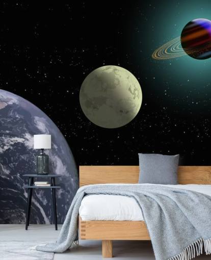 Earth Moon Og Saturn Bakgrunn Mural Earth Moon Og Saturn Bakgrunn Mural