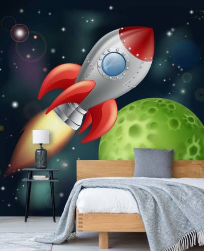 Mural Cohete a toda velocidad por el espacio Mural Cohete a toda velocidad por el espacio