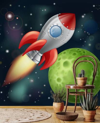 Mural Cohete a toda velocidad por el espacio