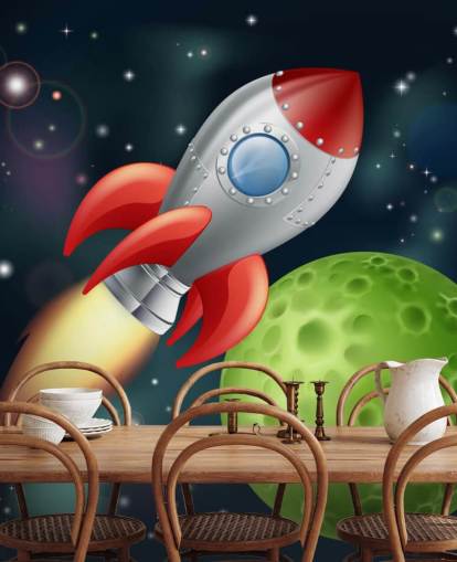Mural Cohete a toda velocidad por el espacio